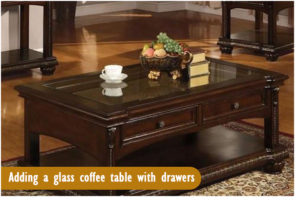 Glass Coffee Table with Drawers