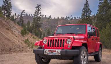 A Jeep vehicle parked on the road